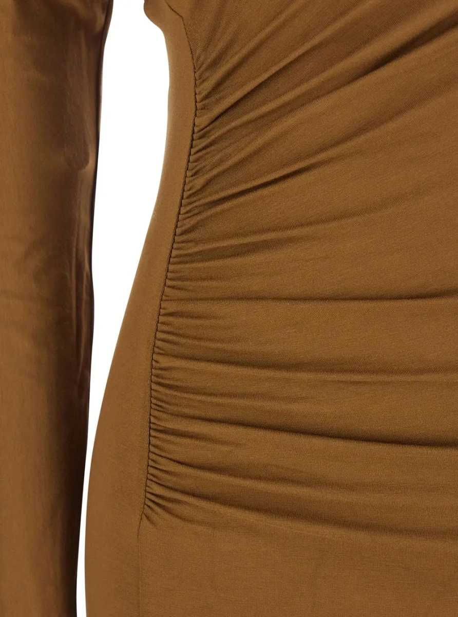 Rochii 'Zoe' Beige Dress with Asymmetrical Design and Draped Detail in Fabric Woman - Img 3