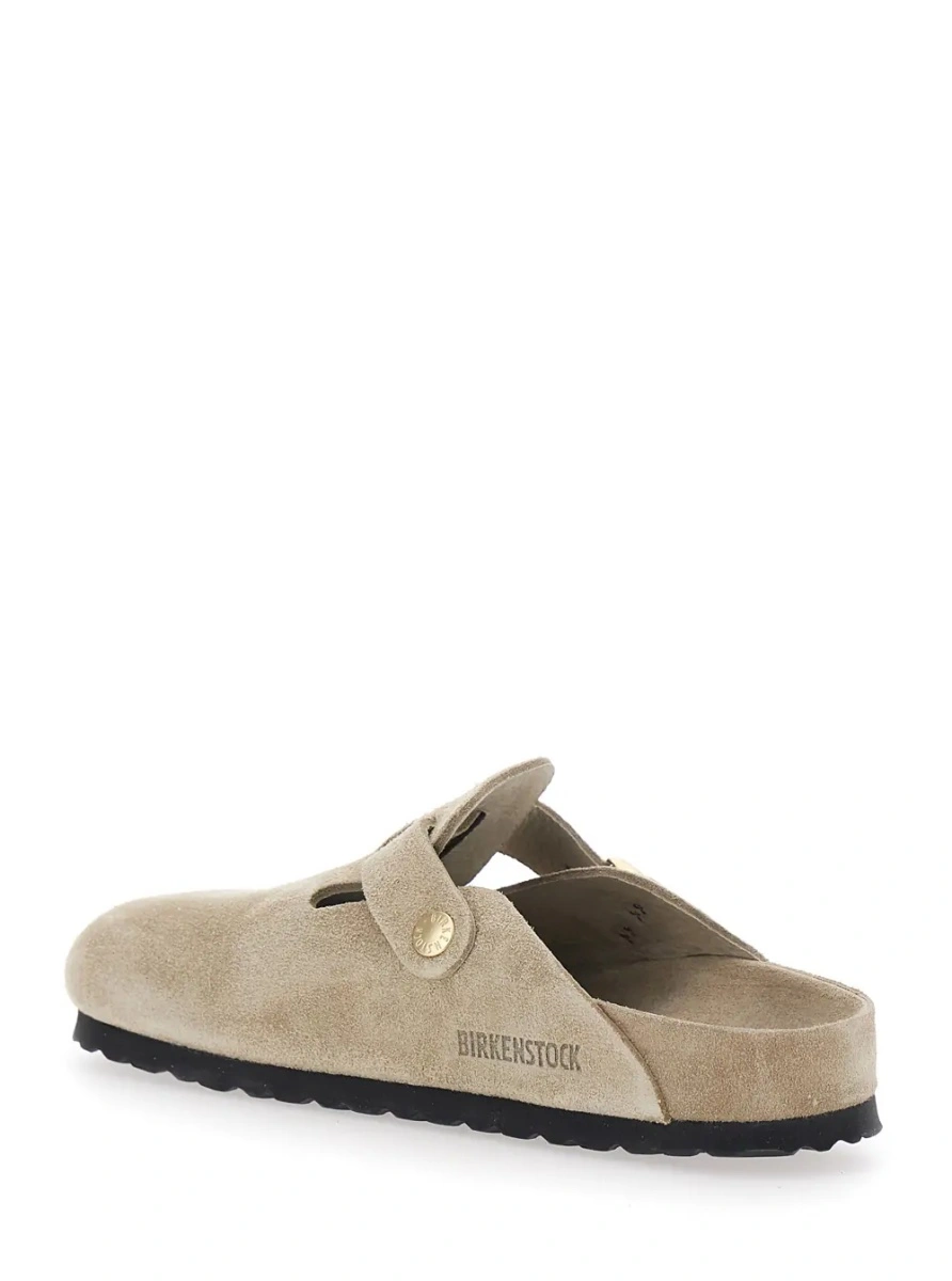 Saboti 'Boston' Beige Mules with Buckle and Rounded Toe in Suede for Women - Img 2