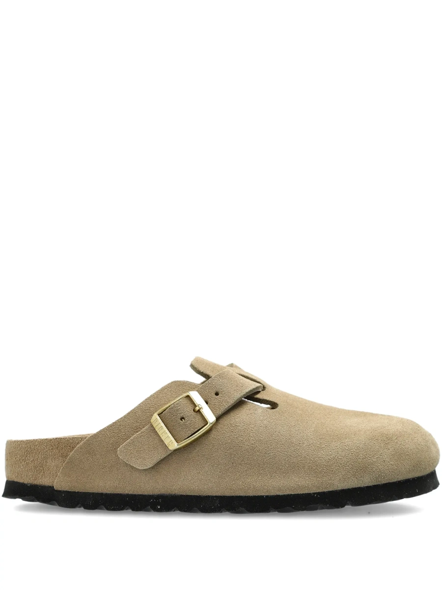 Saboti 'Boston' Beige Mules with Buckle and Rounded Toe in Suede for Women - Img 9