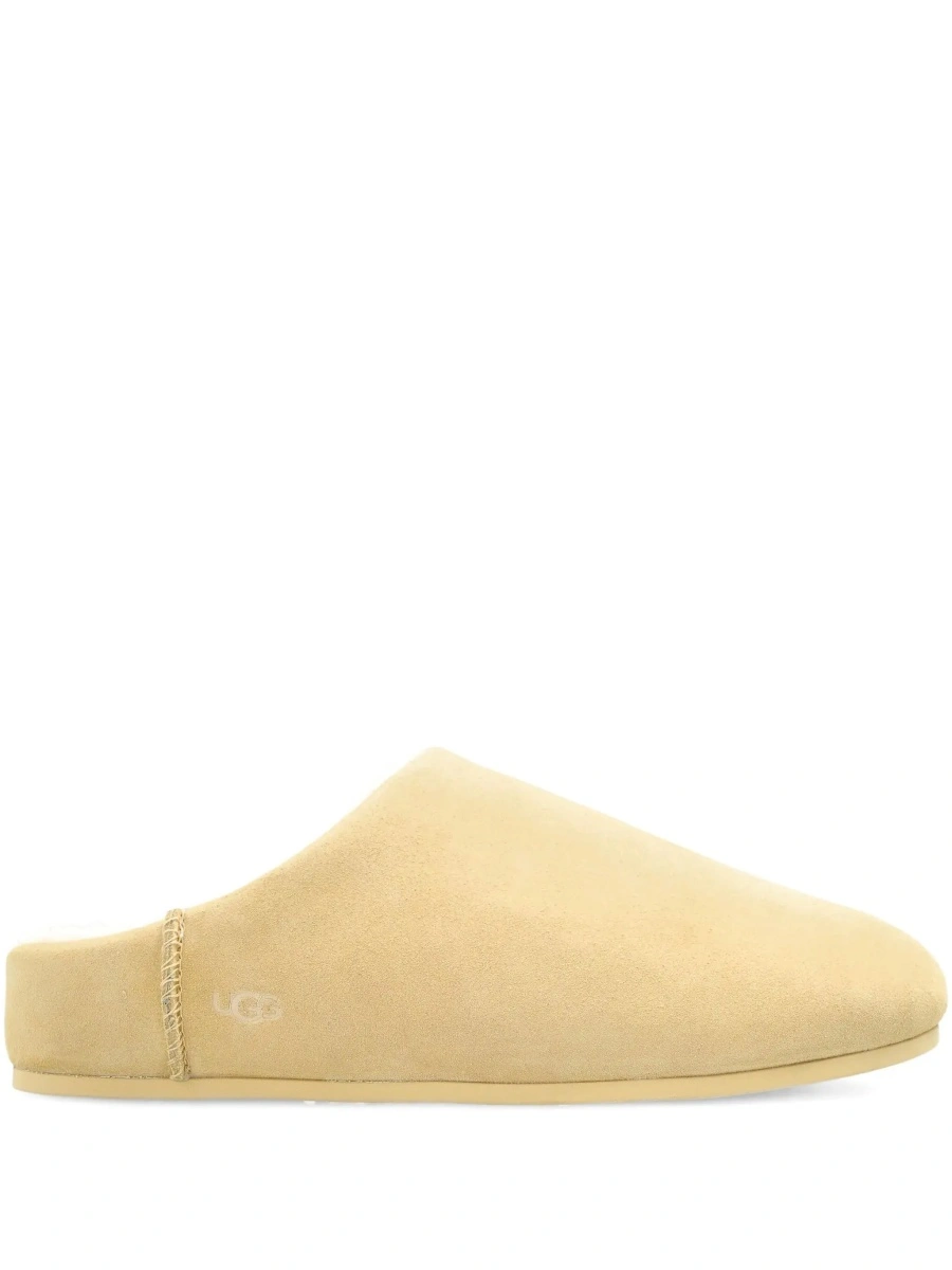 Saboti UGG bej din piele intoarsa si shearling 'Elea' - Img 9