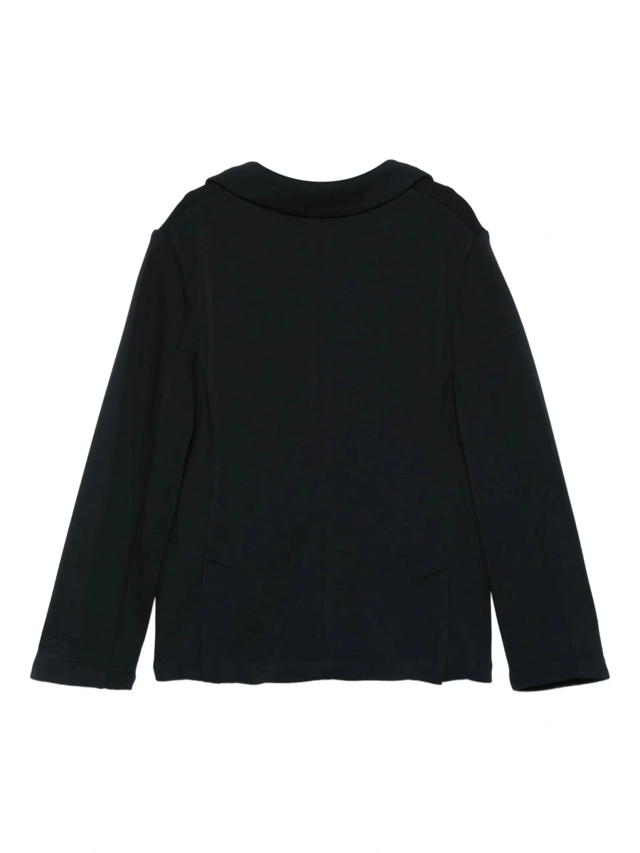 Sacou Blue Single-Breasted Jacket with Notched Revers and Logo Patch on the Sleeve in Modal Stretch Boy - Img 4