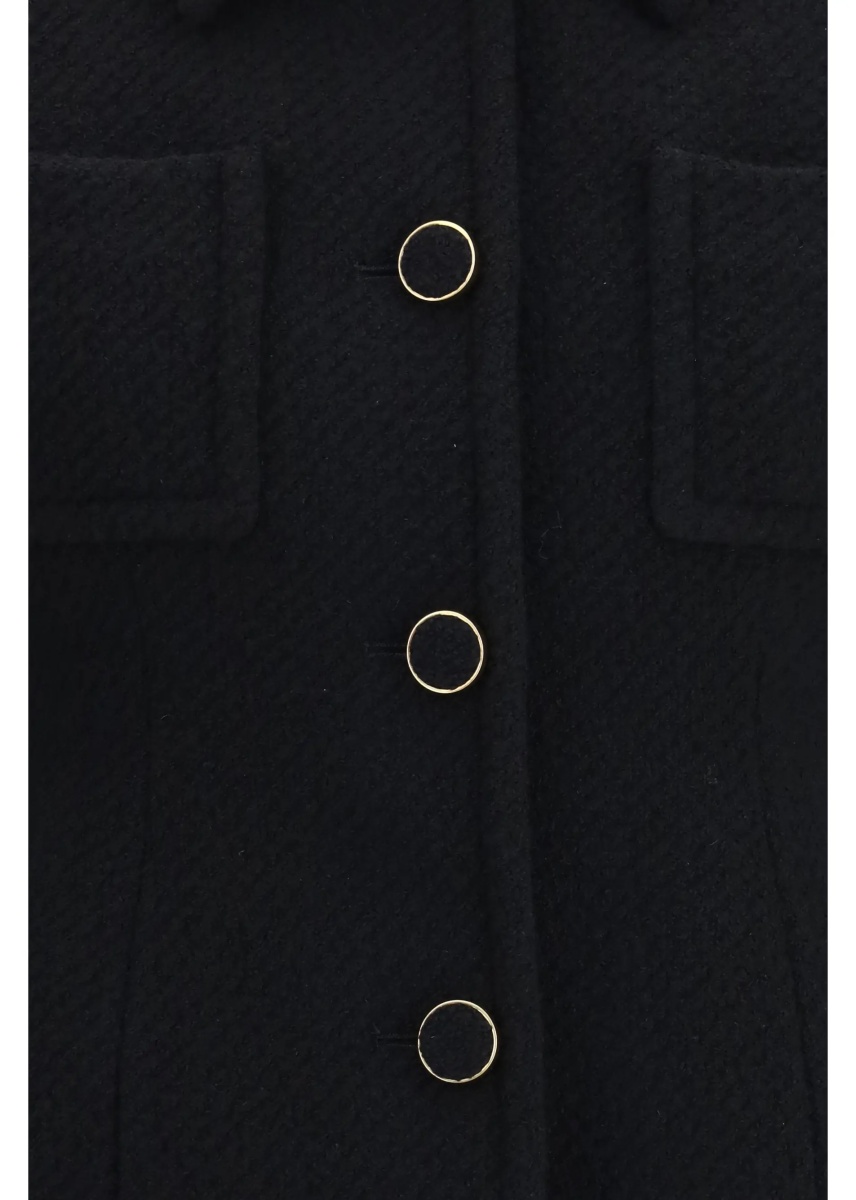 Sacou Cropped single-breasted Blazer with fabric buttons - Img 3