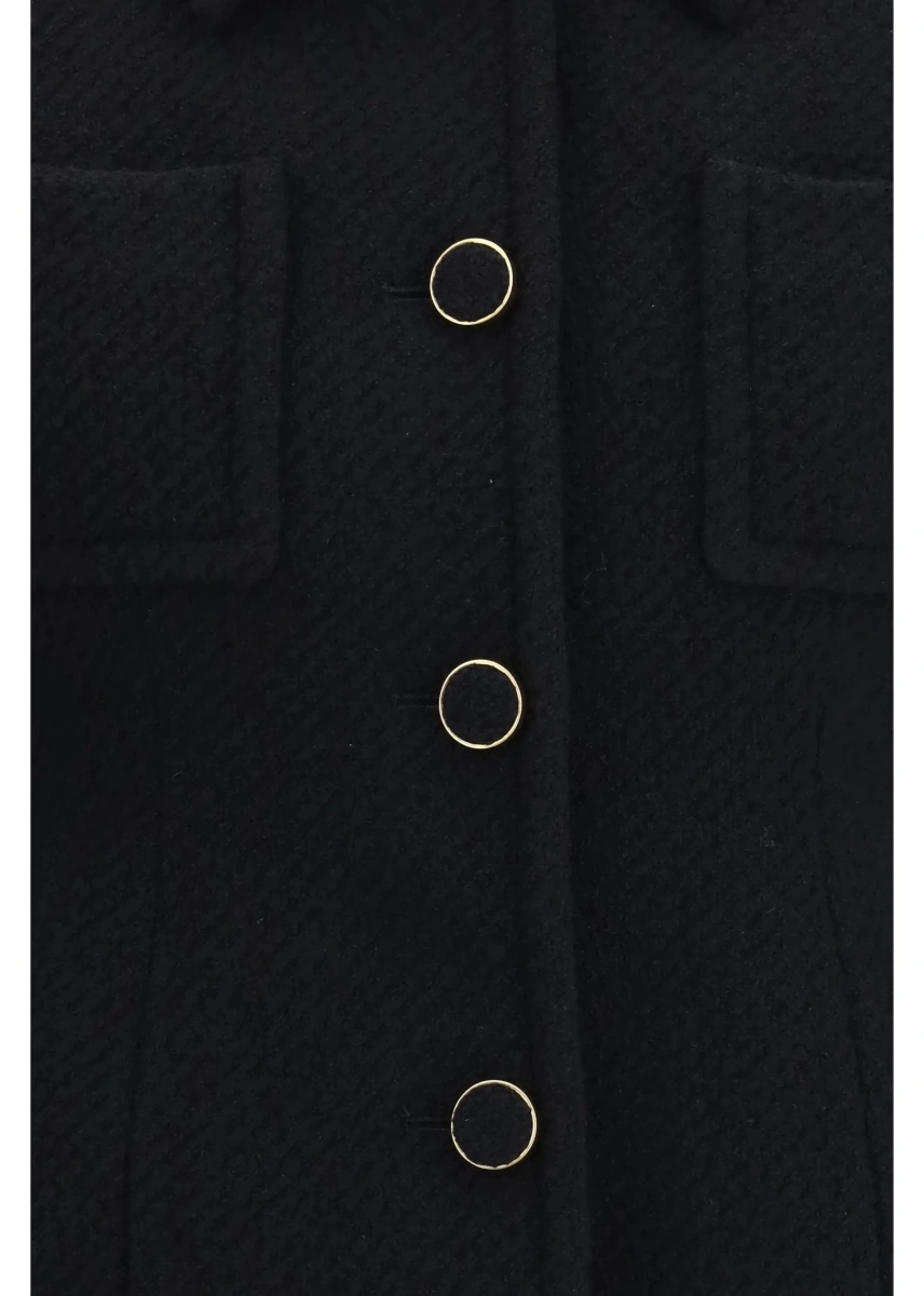 Sacou Cropped single-breasted Blazer with fabric buttons - Img 3