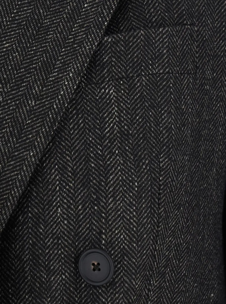 Sacou 'Jasmine'Grey double-breasted jacket with herringbone motif in wool blend for women - Img 3