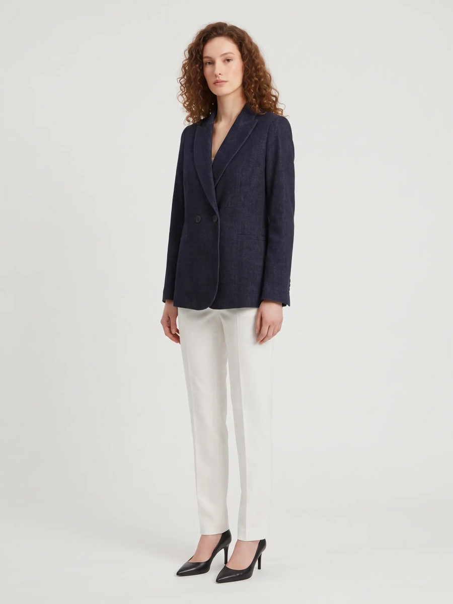 Sacou Navy Velvet Double-Breasted Jacket - Img 2