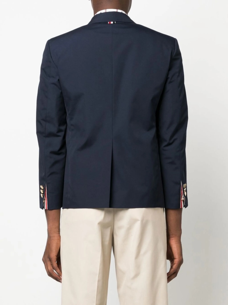 Sacou Thom Browne albastru din polyester si bumbac - Img 4