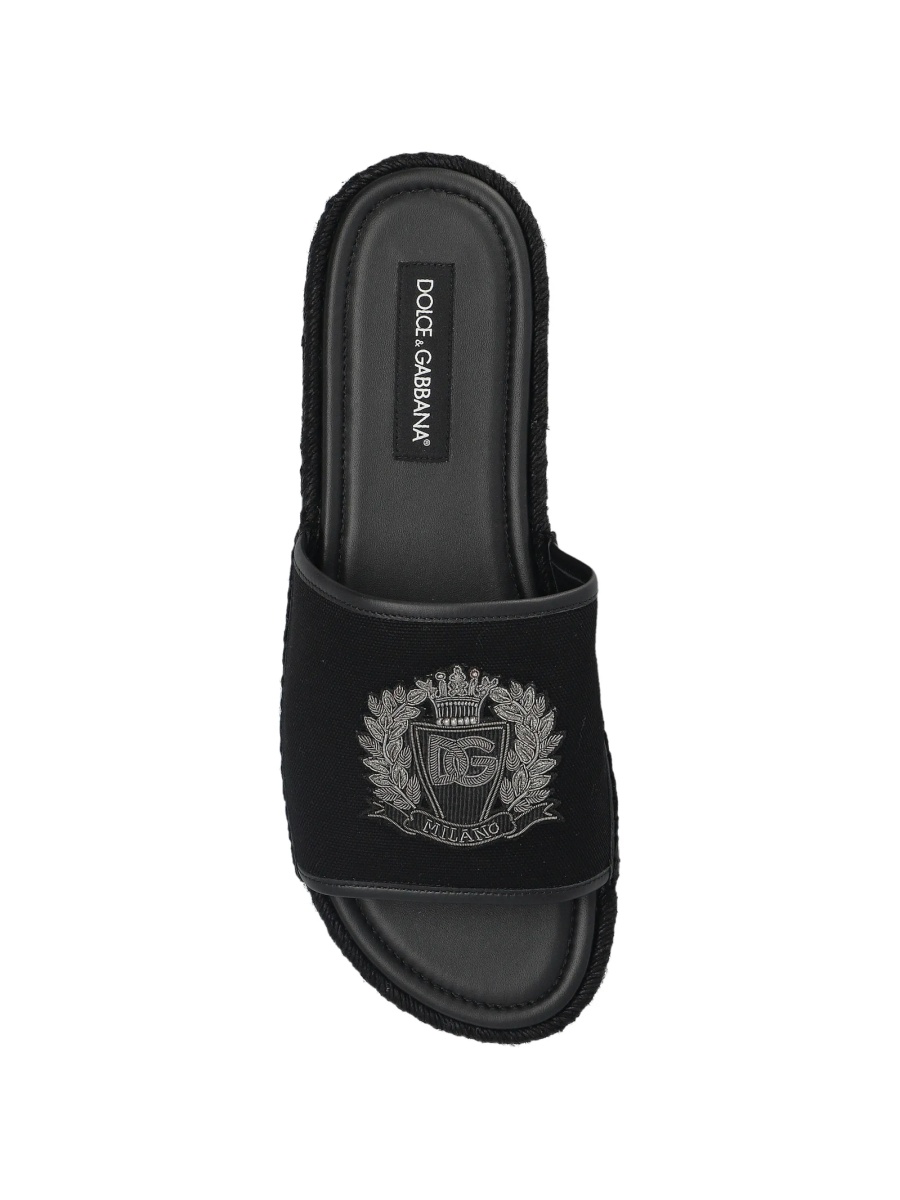 Sandale Dolce &amp; Gabbana negre din piele si bumbac - Img 3