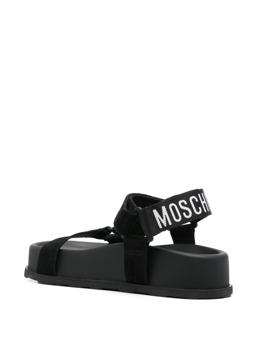 Sandale Moschino negre din piele intoarsa si material textil - Img 3