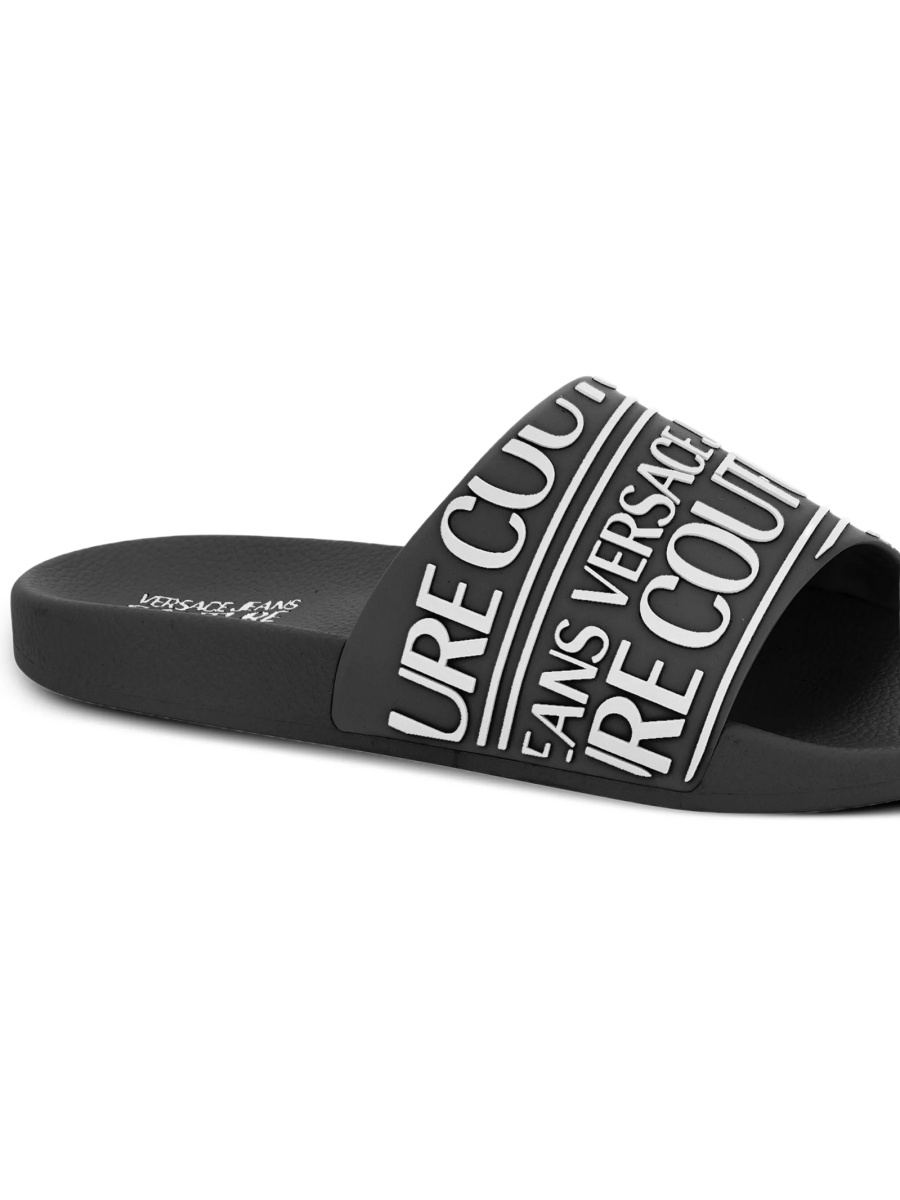 Slapi Versace Jeans Couture negri din cauciuc - Img 4