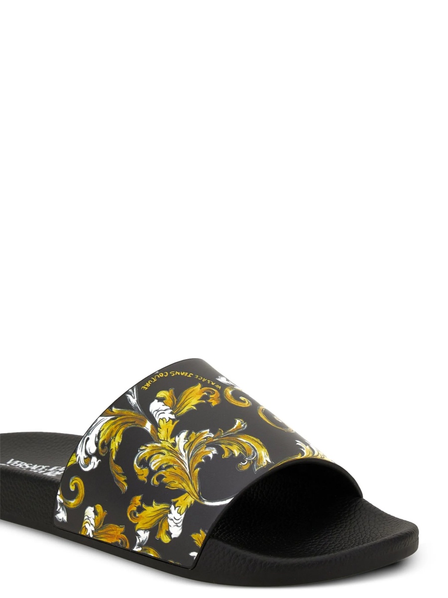 Slapi Versace Jeans Couture negri din poliuretan - Img 4