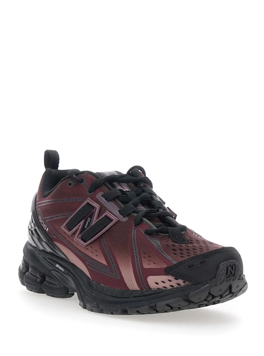 Sneakers '1906E' Bordeaux Low Top Sneakers with Logo Patch on the Side in Leather and Fabric Unisex - Img 2