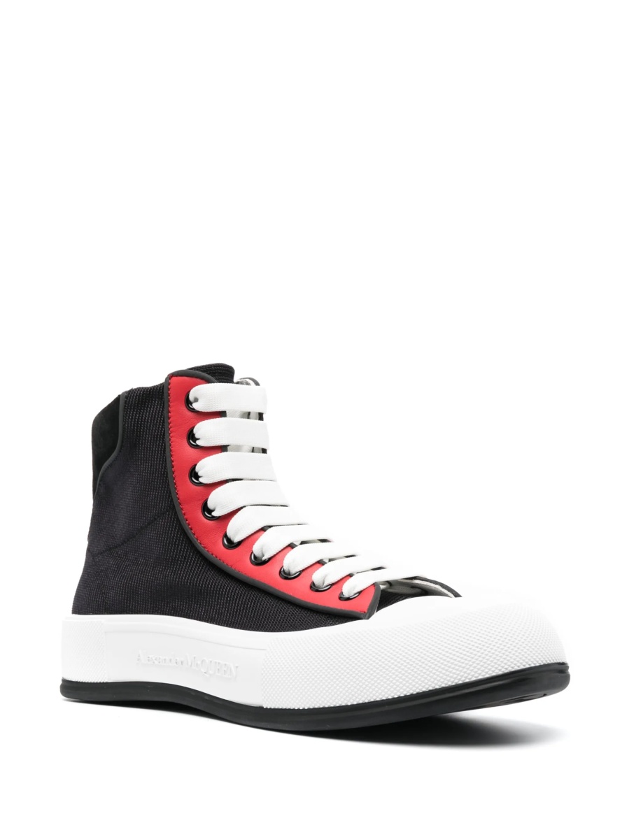 Sneakers Alexander McQueen tread slick negri din material textil si piele - Img 2