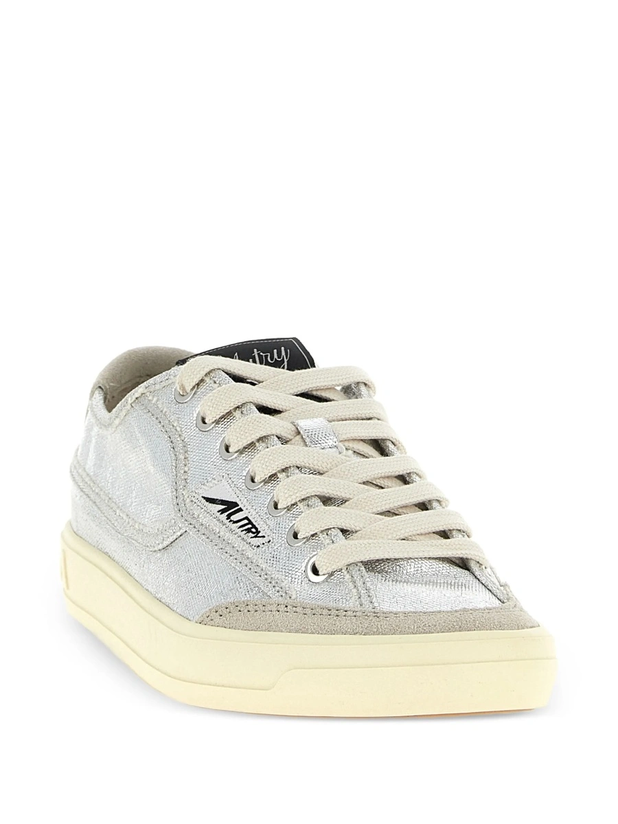 Sneakers AUTRY argintii din piele si material textil - Img 2
