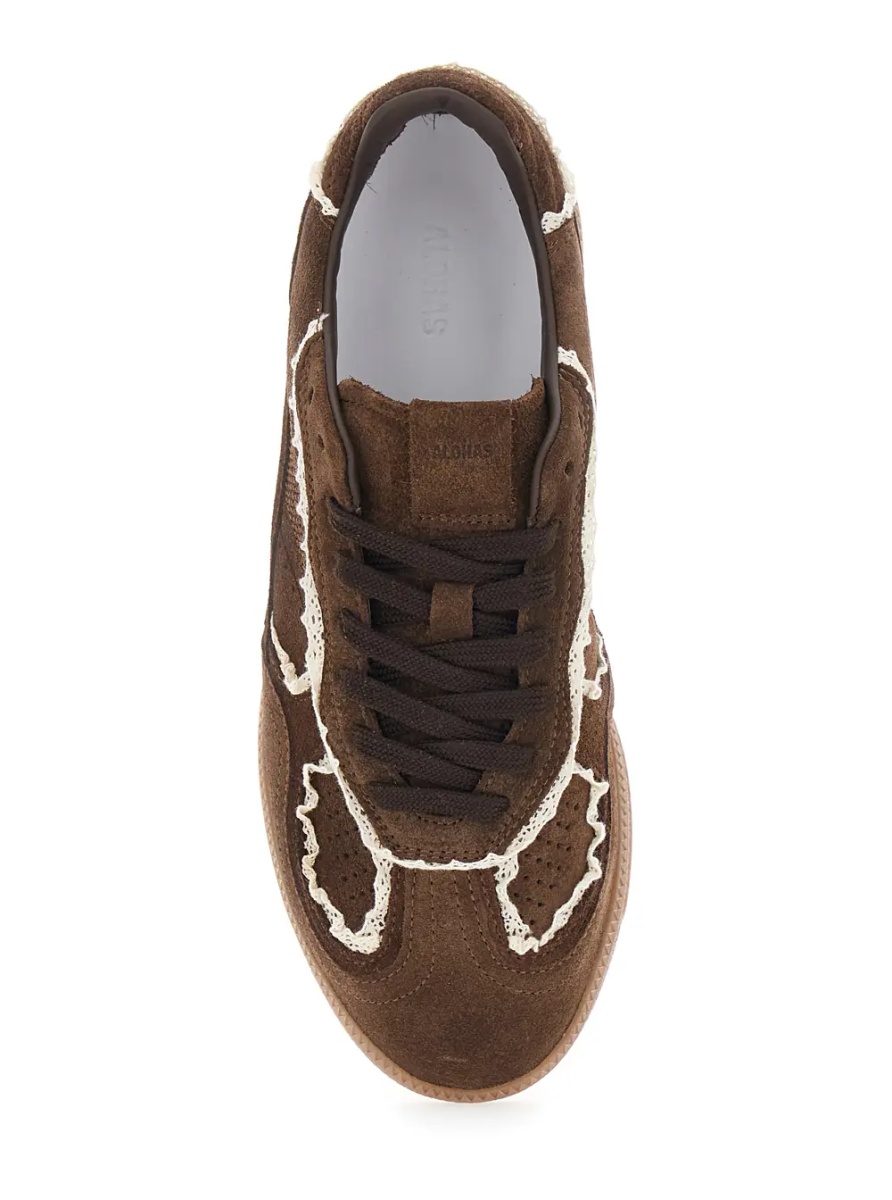 Sneakers Brown Low Top Sneakers with Embroidered Details and Logo Patch on the Tongue in Suede for Women - Img 4