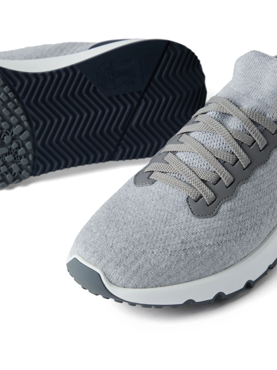 Sneakers Brunello Cucinelli gri din bumbac - Img 4