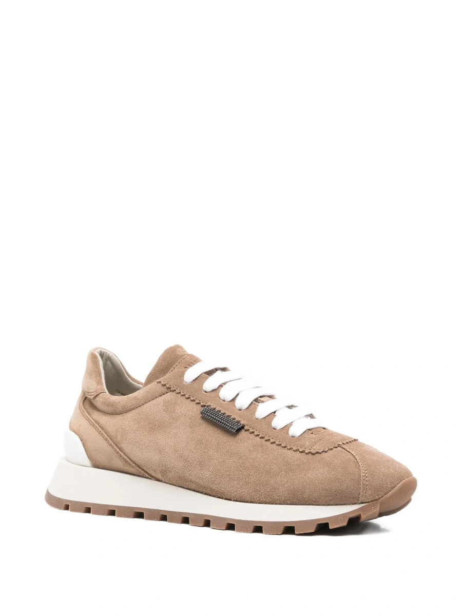 Sneakers Brunello Cucinelli maro din piele intoarsa - Img 5