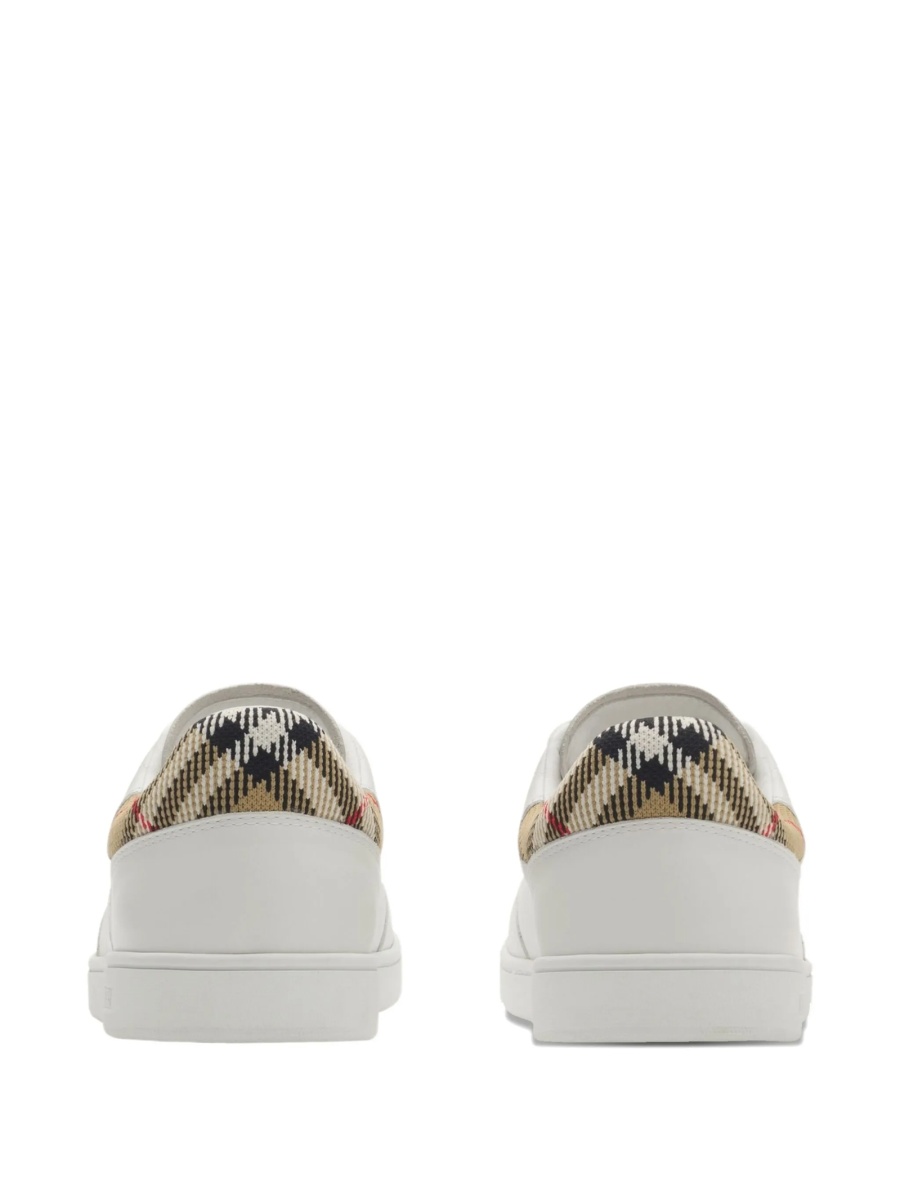 Sneakers Burberry albi din poliuretan si piele intoarsa - Img 2