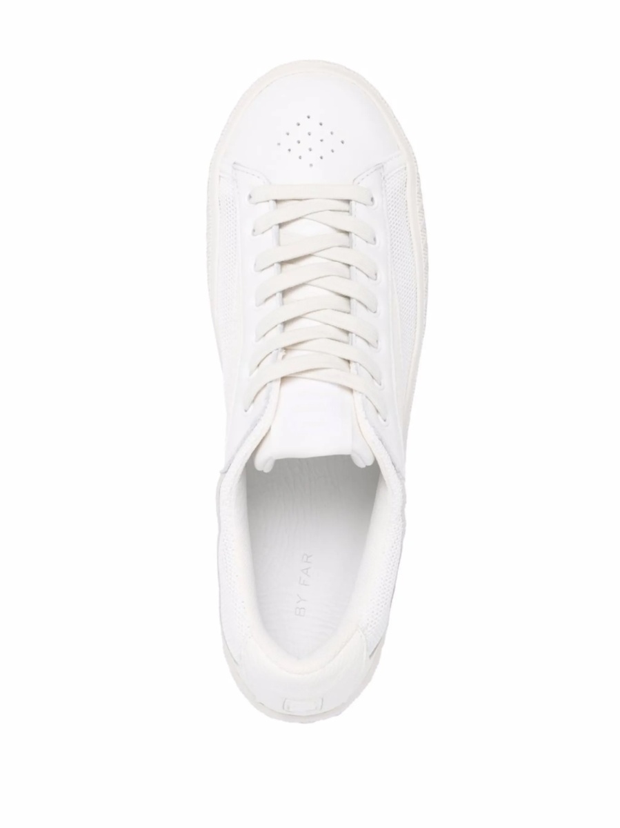 Sneakers BY FAR albi din piele si material textil - Img 4