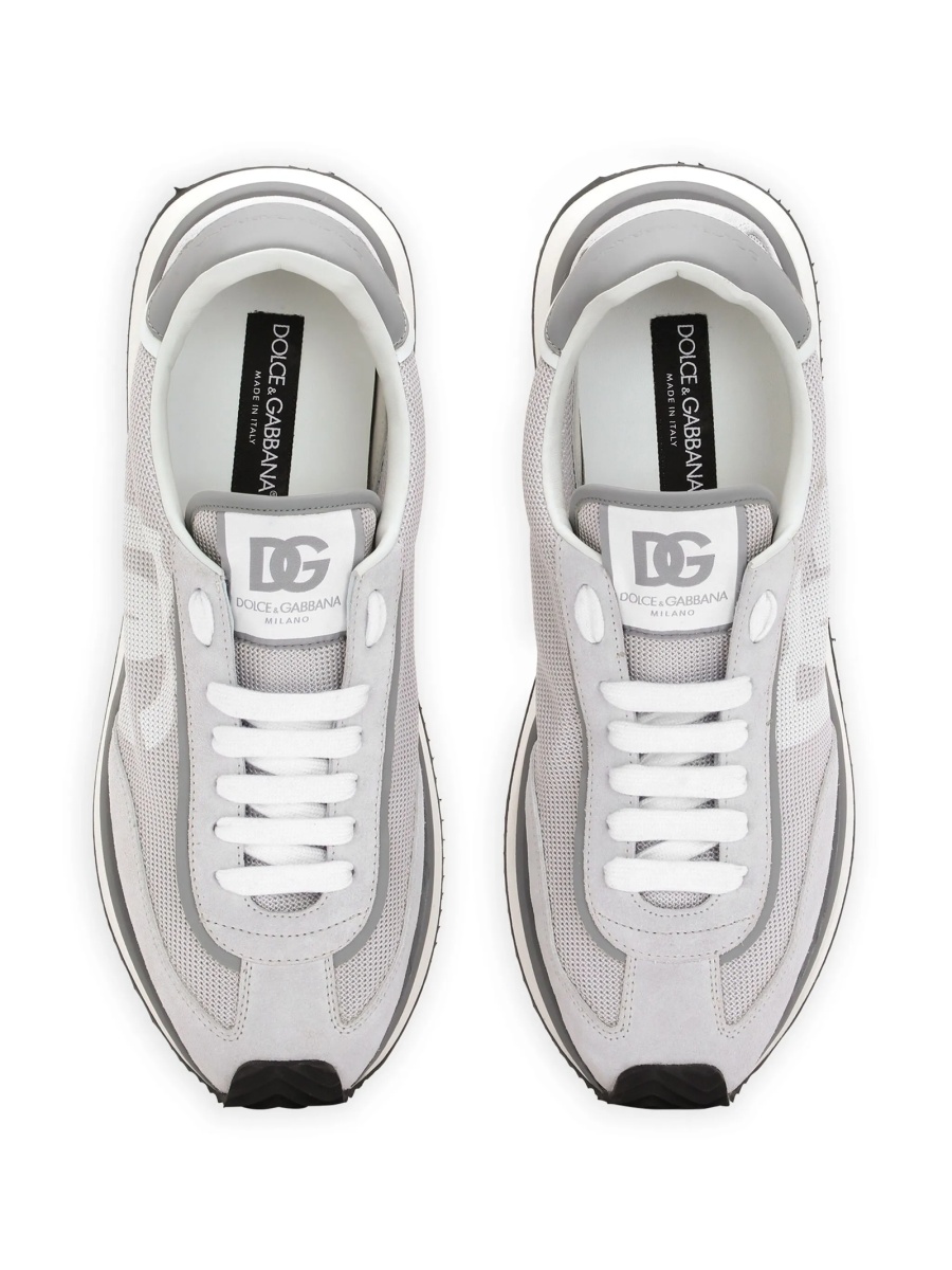Sneakers Dolce &amp; Gabbana gri din polyester si piele intoarsa - Img 4