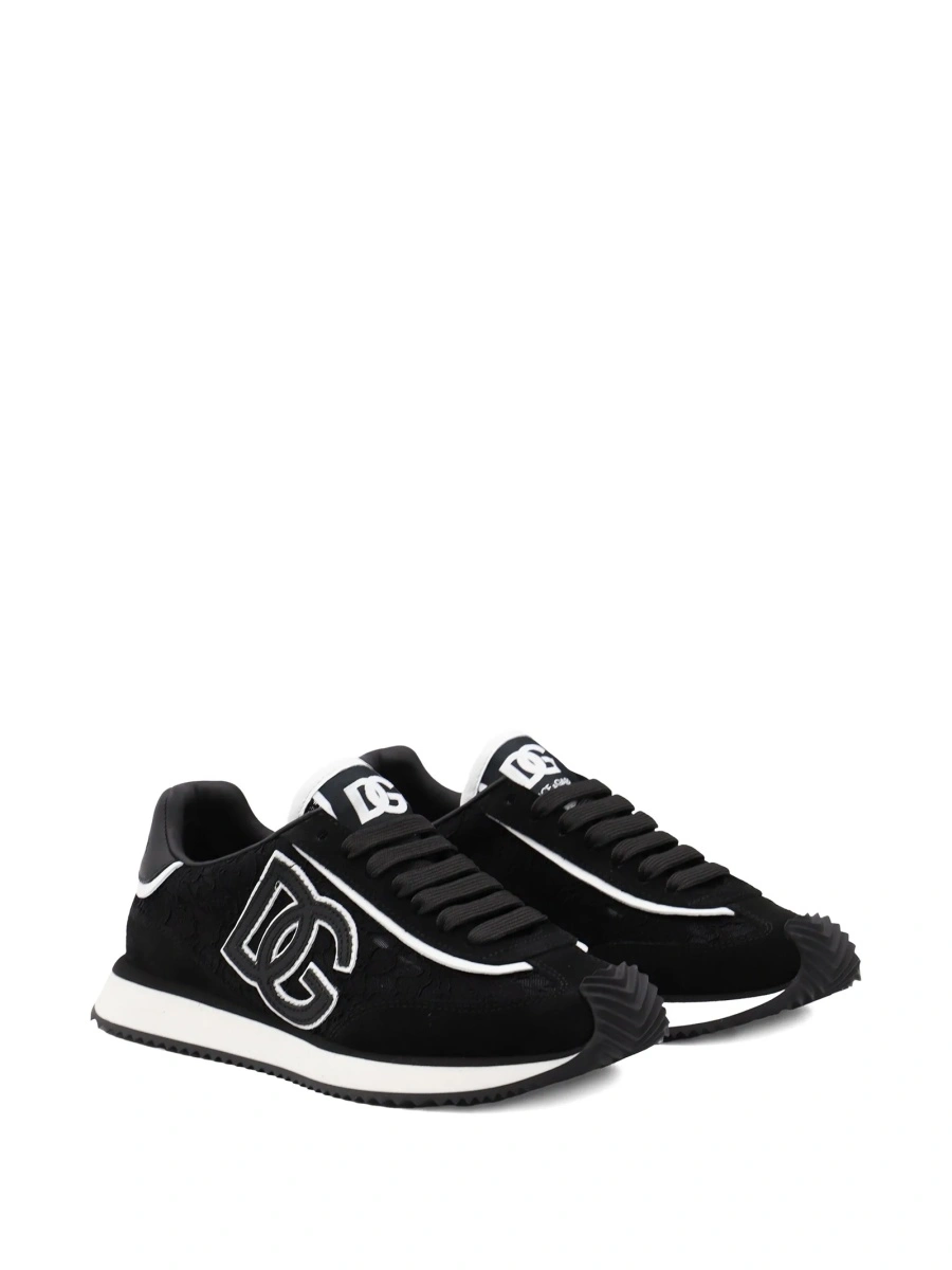 Sneakers Dolce &amp; Gabbana negri din vascoza si bumbac - Img 2
