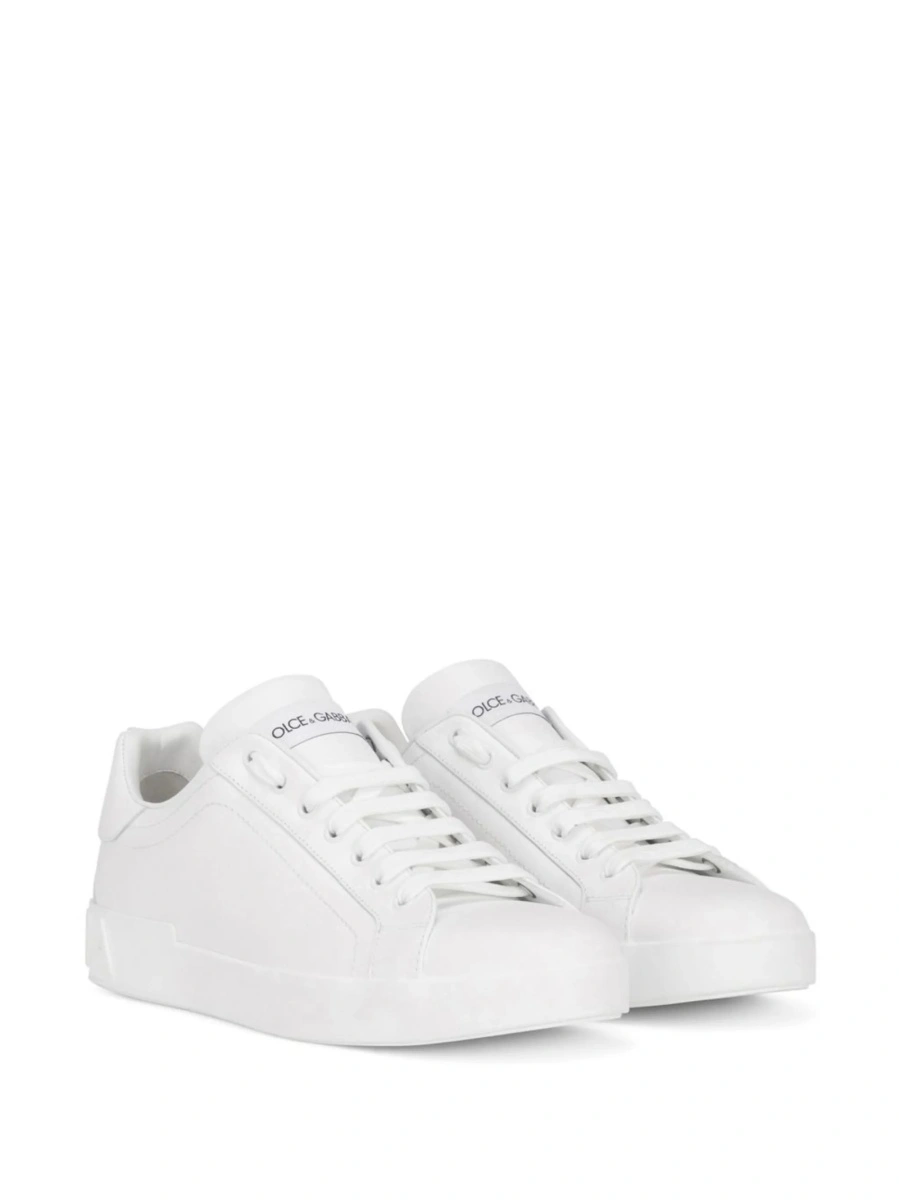 Sneakers Dolce &amp; Gabbana Portofino albi din piele - Img 2
