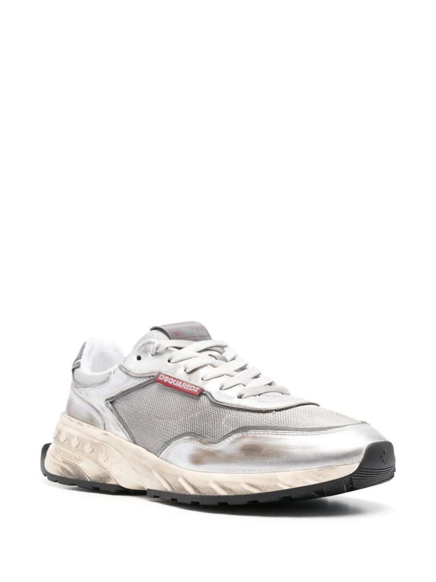 Sneakers DSQUARED2 argintii din piele si material textil - Img 2