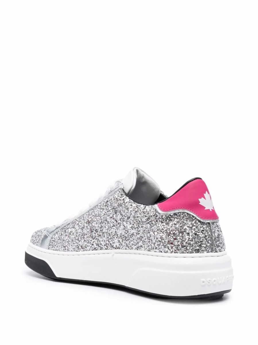 Sneakers DSQUARED2 argintii din polyester si piele - Img 3