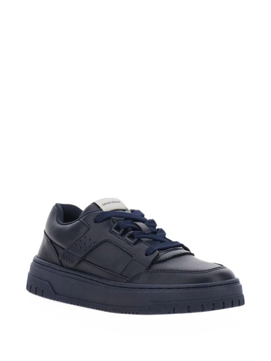 Sneakers EMPORIO ARMANI KIDS albastri din piele - Img 8