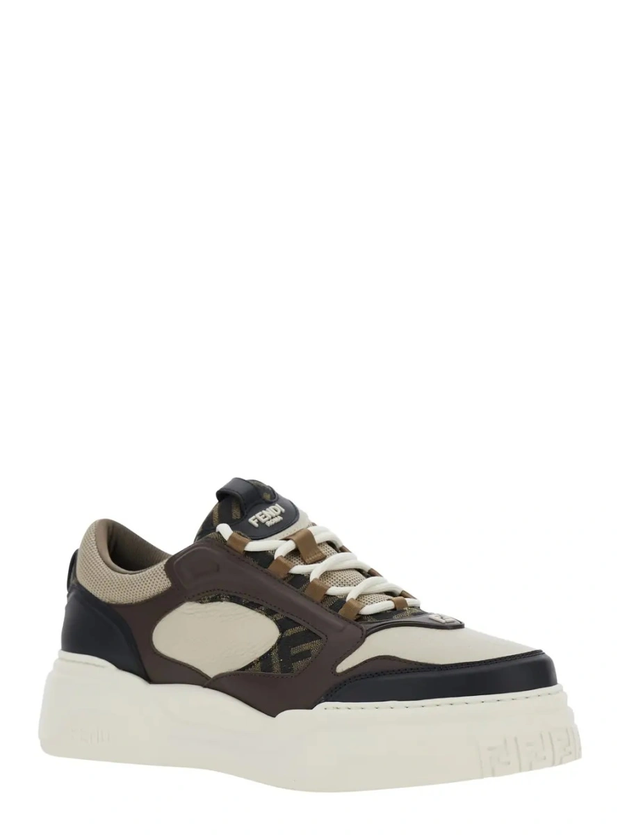 Sneakers Fendi 'Force' multicolor din jacquard FF si piele - Img 2
