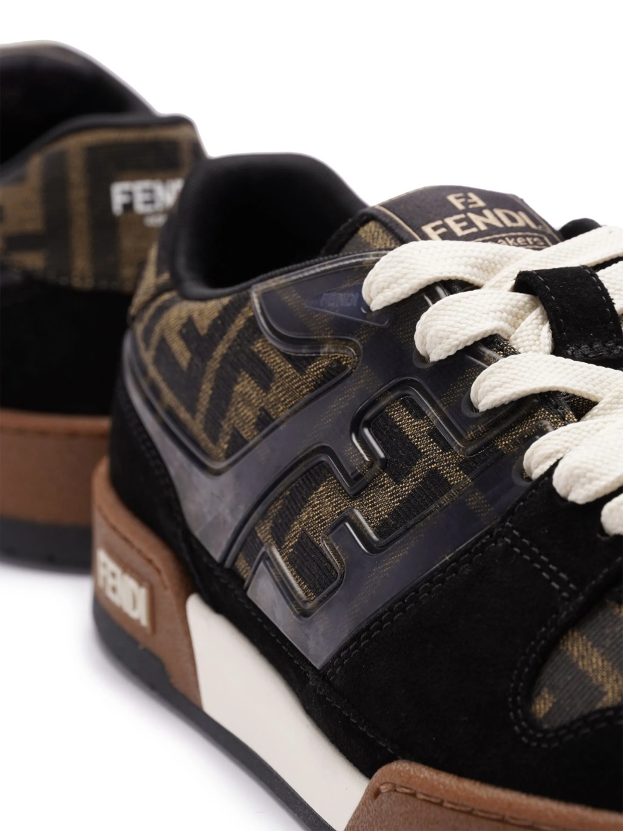 Sneakers Fendi maro din material textil si piele - Img 2