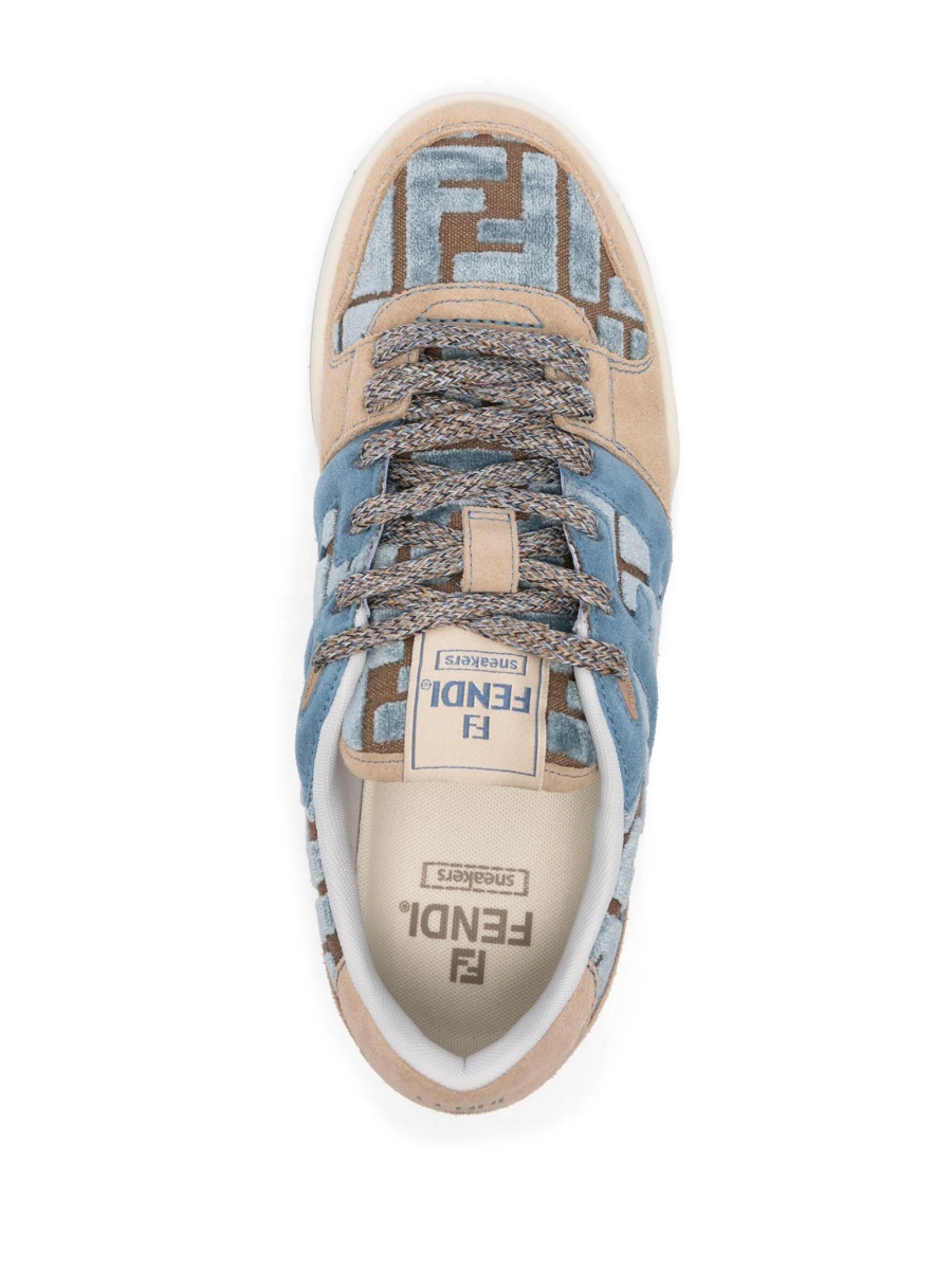 Sneakers Fendi maro din piele intoarsa si material textil - Img 4