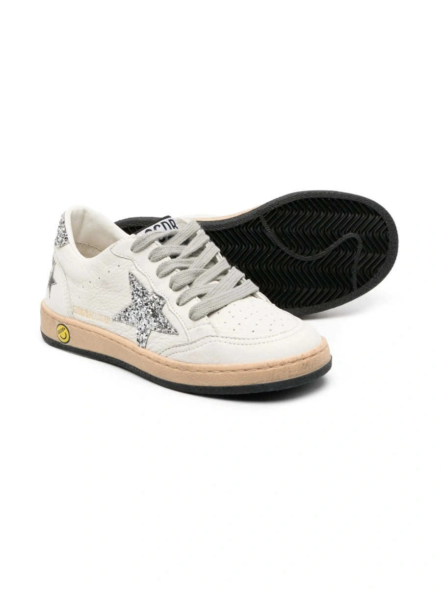 Sneakers Golden Goose albi din paiete si piele - Img 2