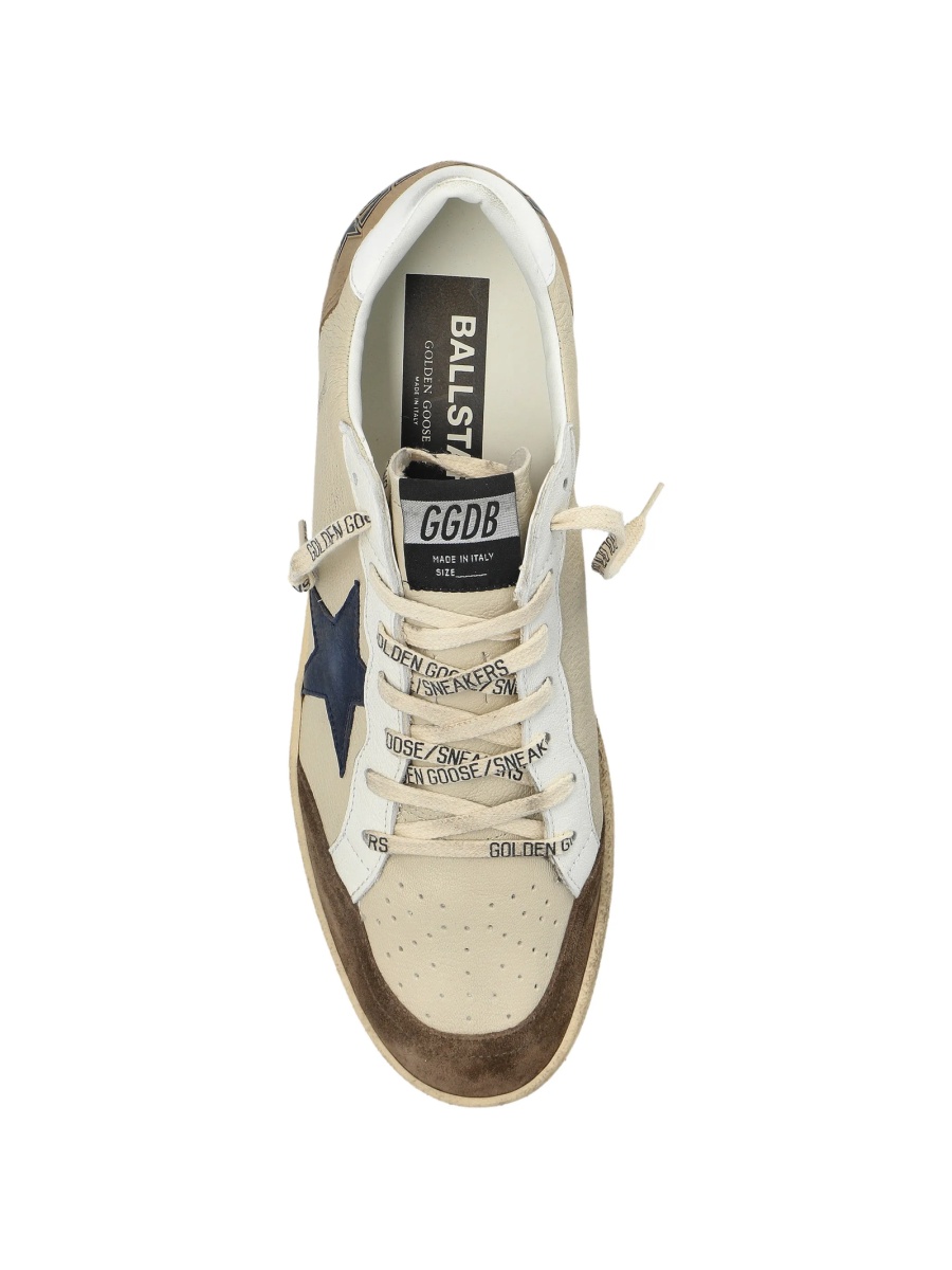 Sneakers Golden Goose ball star neutri din piele - Img 3