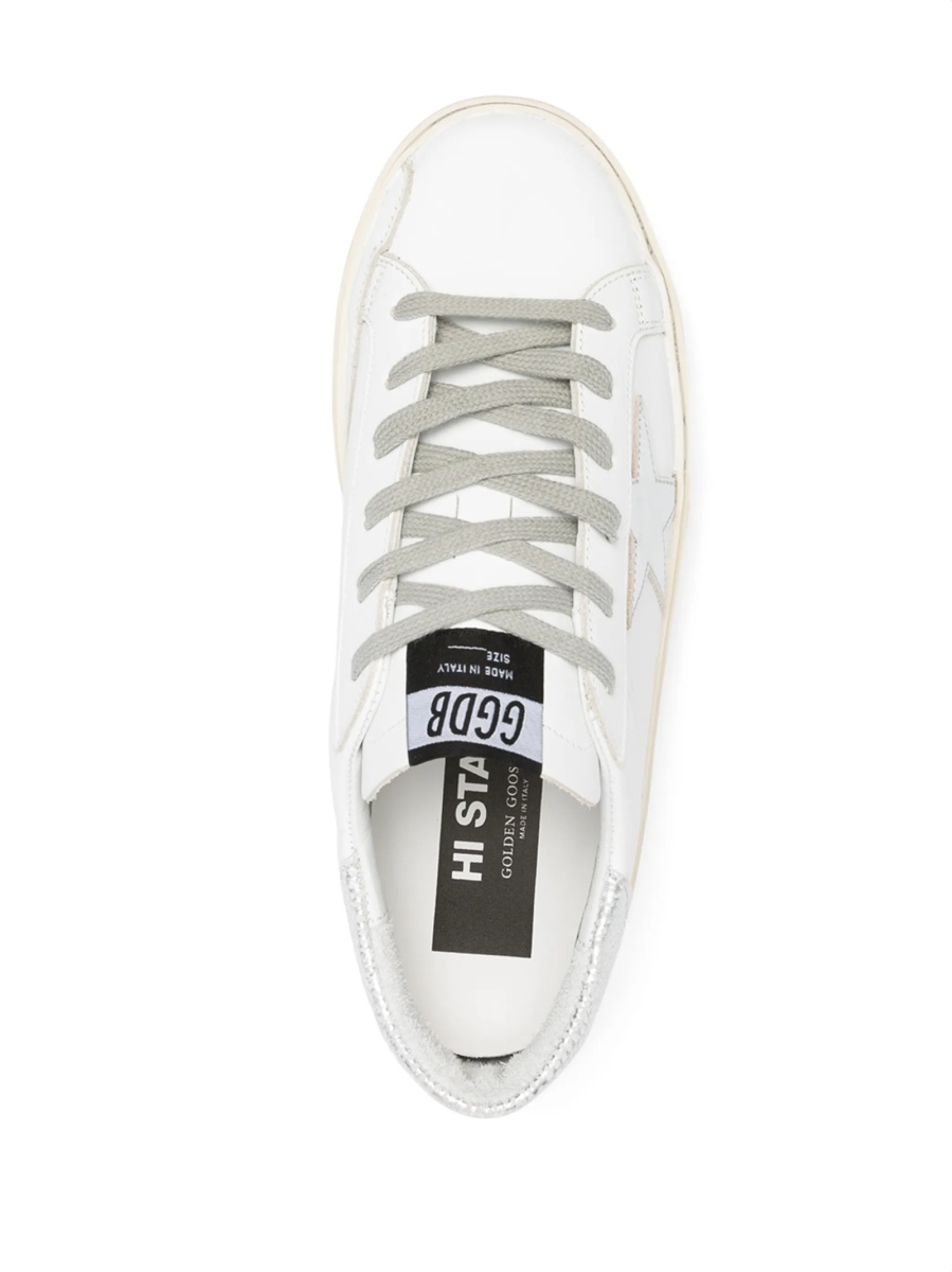 Sneakers Golden Goose hi star albi din piele - Img 4