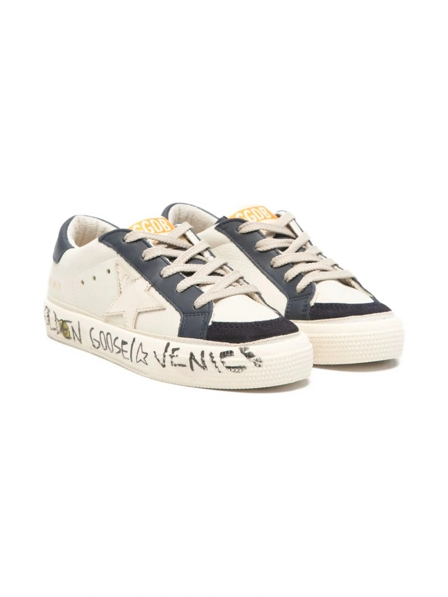 Sneakers GOLDEN GOOSE KIDS albi din piele 'May' - Img 7