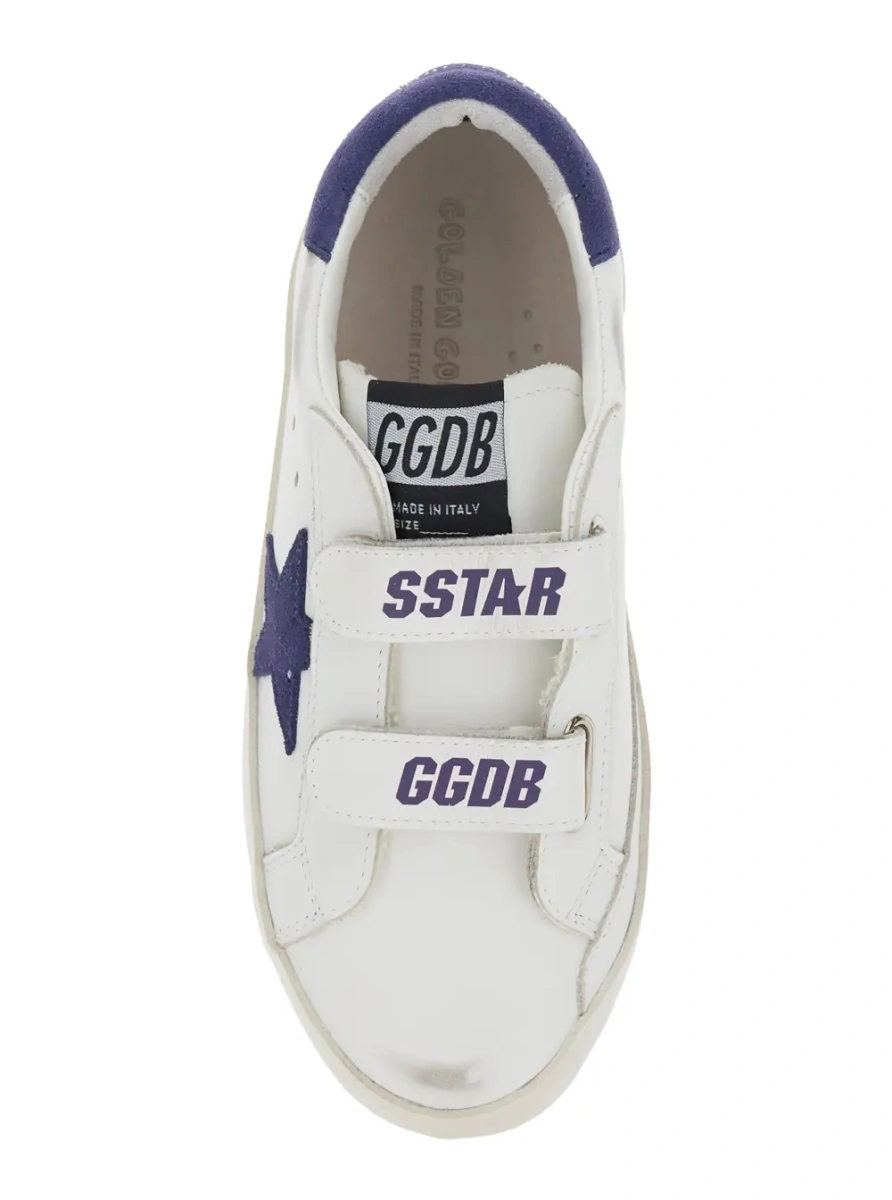 Sneakers GOLDEN GOOSE KIDS albi din piele 'Old School' - Img 4