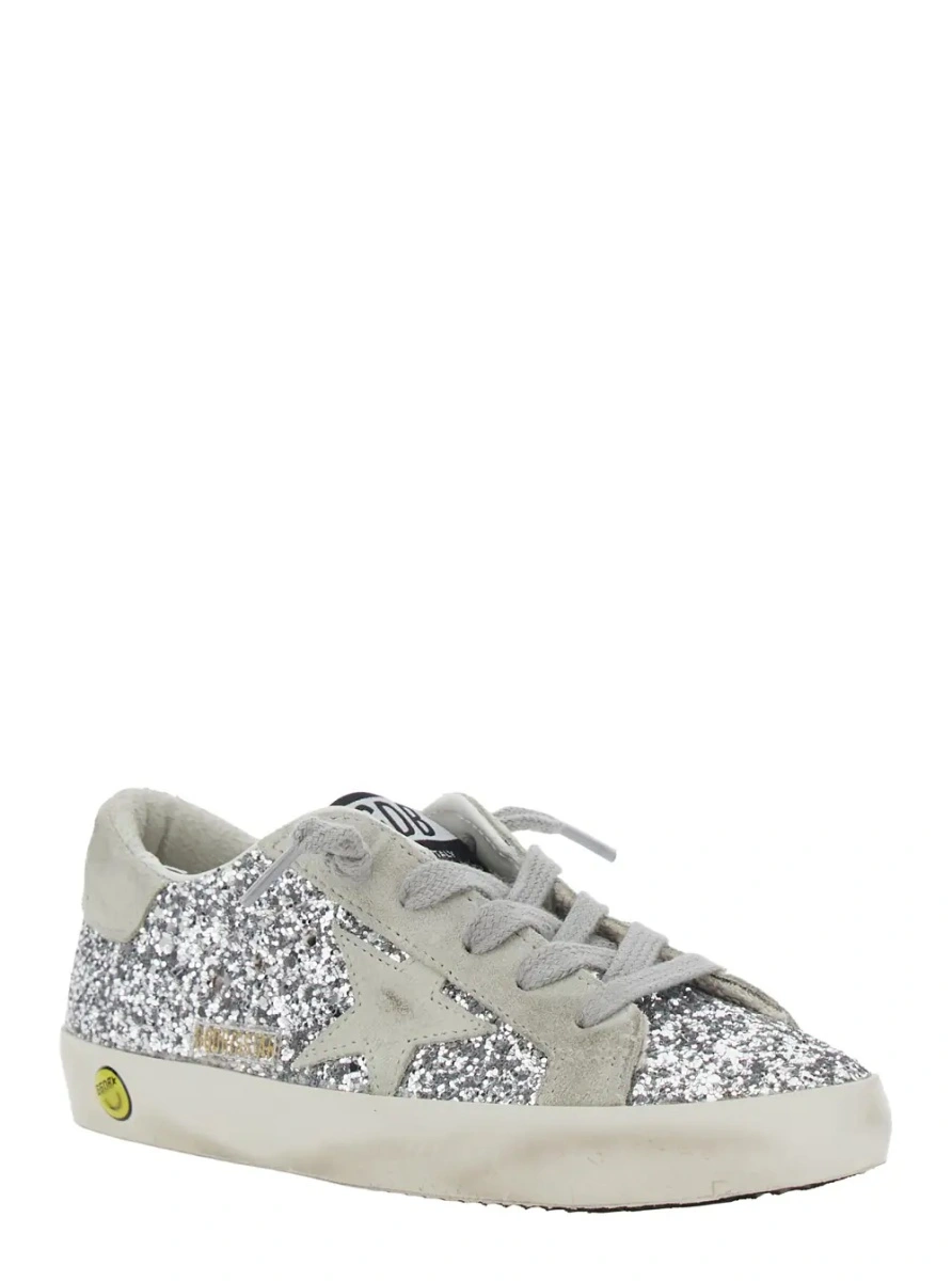 Sneakers GOLDEN GOOSE KIDS gri din piele si piele intoarsa - Img 2