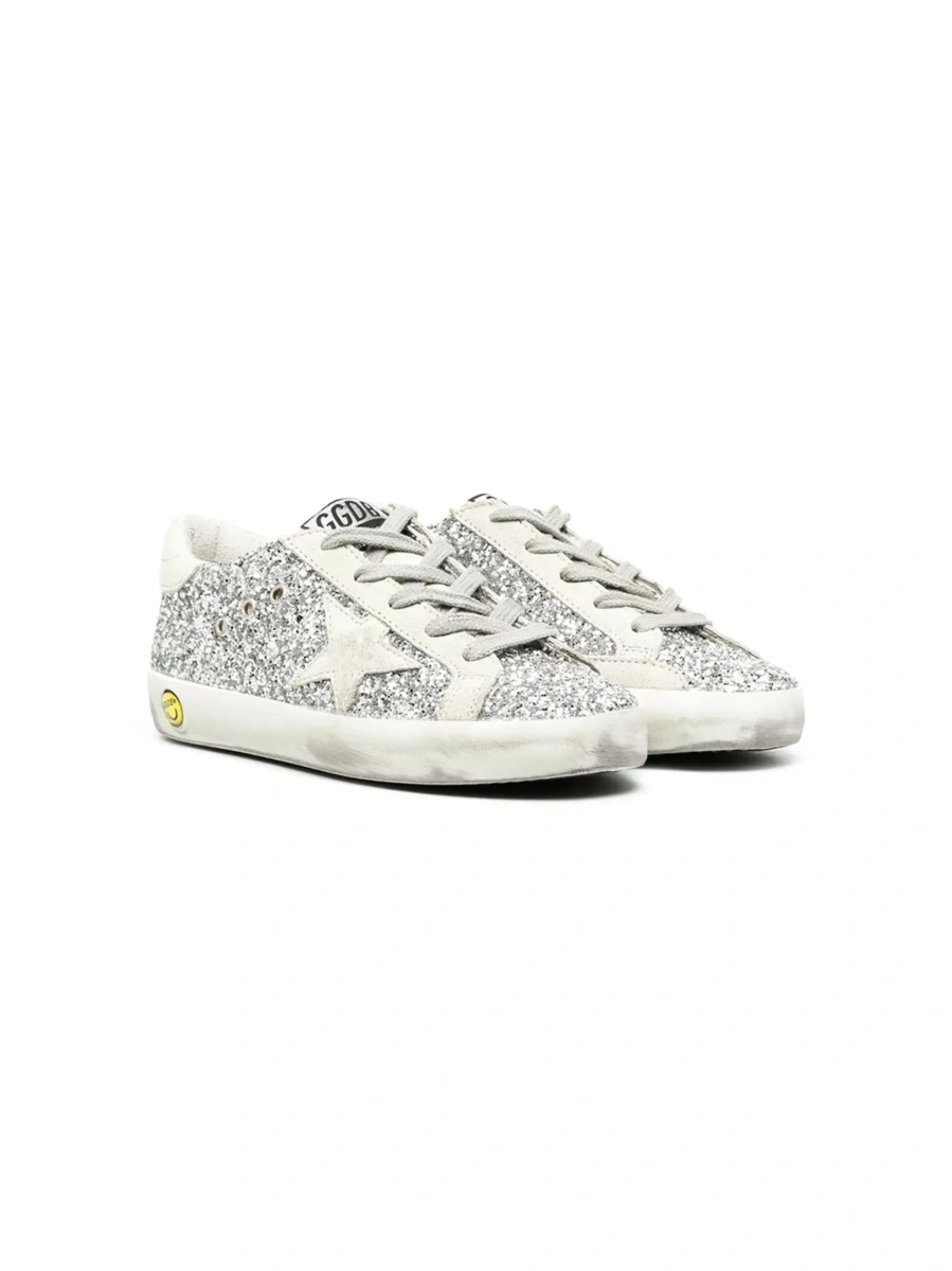 Sneakers GOLDEN GOOSE KIDS gri din piele si piele intoarsa - Img 7