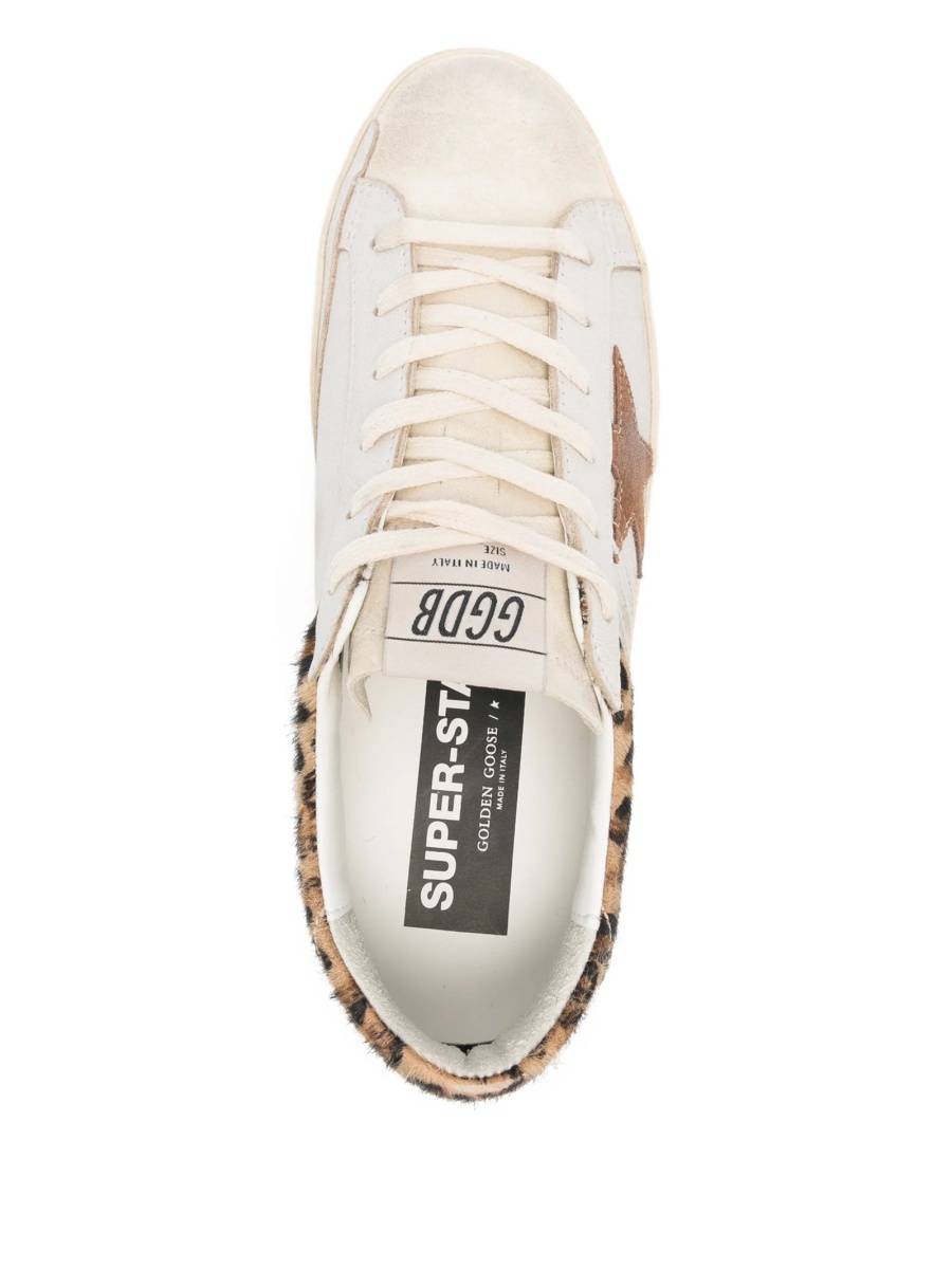 Sneakers Golden Goose star neutri din piele si par de vitel - Img 4
