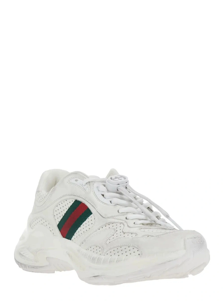 Sneakers Gucci albi din piele - Img 2