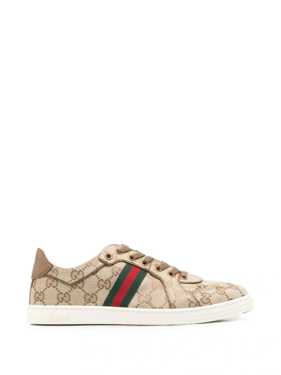 Sneakers Gucci bej din textil si piele - Img 8