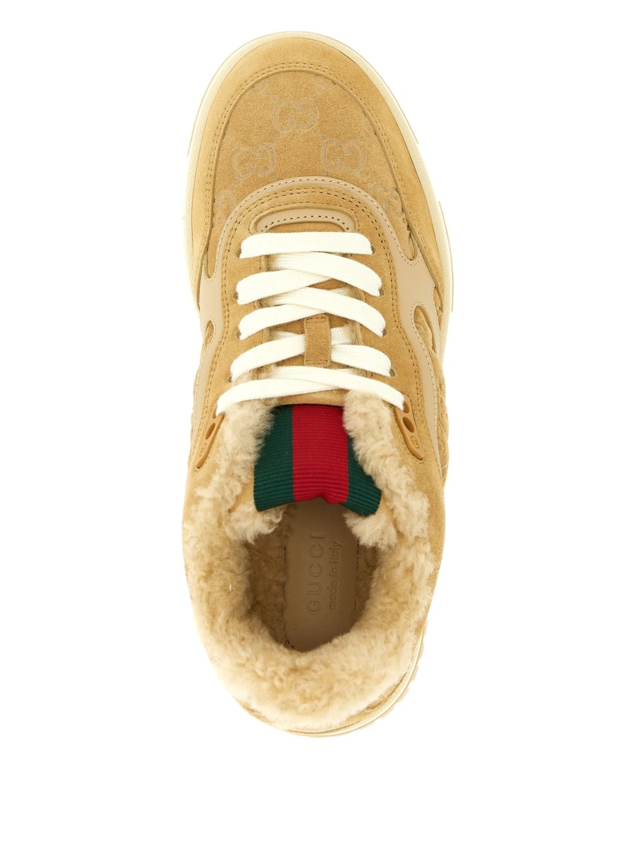 Sneakers Gucci neutri din piele intoarsa - Img 3