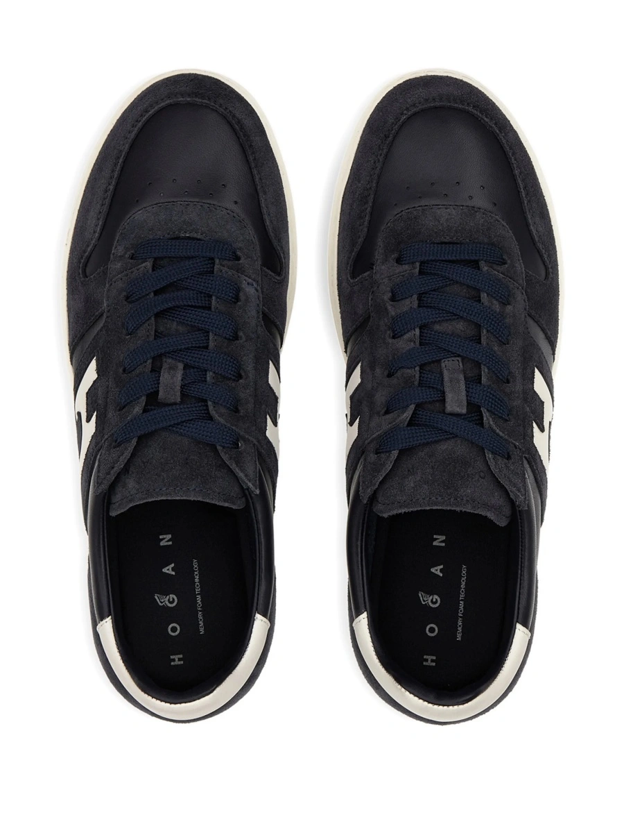 Sneakers Hogan albastri din piele intoarsa si piele - Img 3