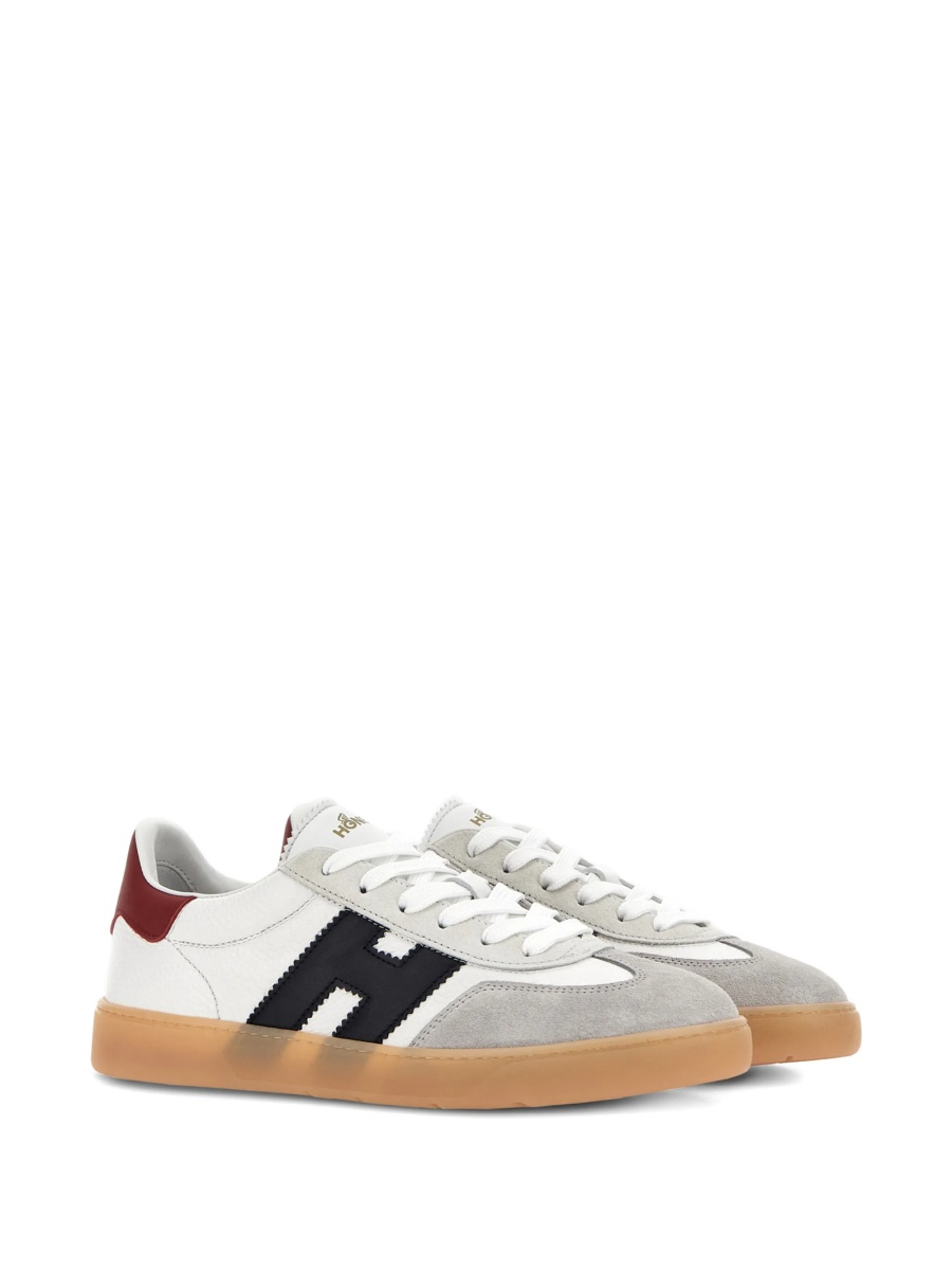 Sneakers Hogan albi din piele intoarsa si piele - Img 2