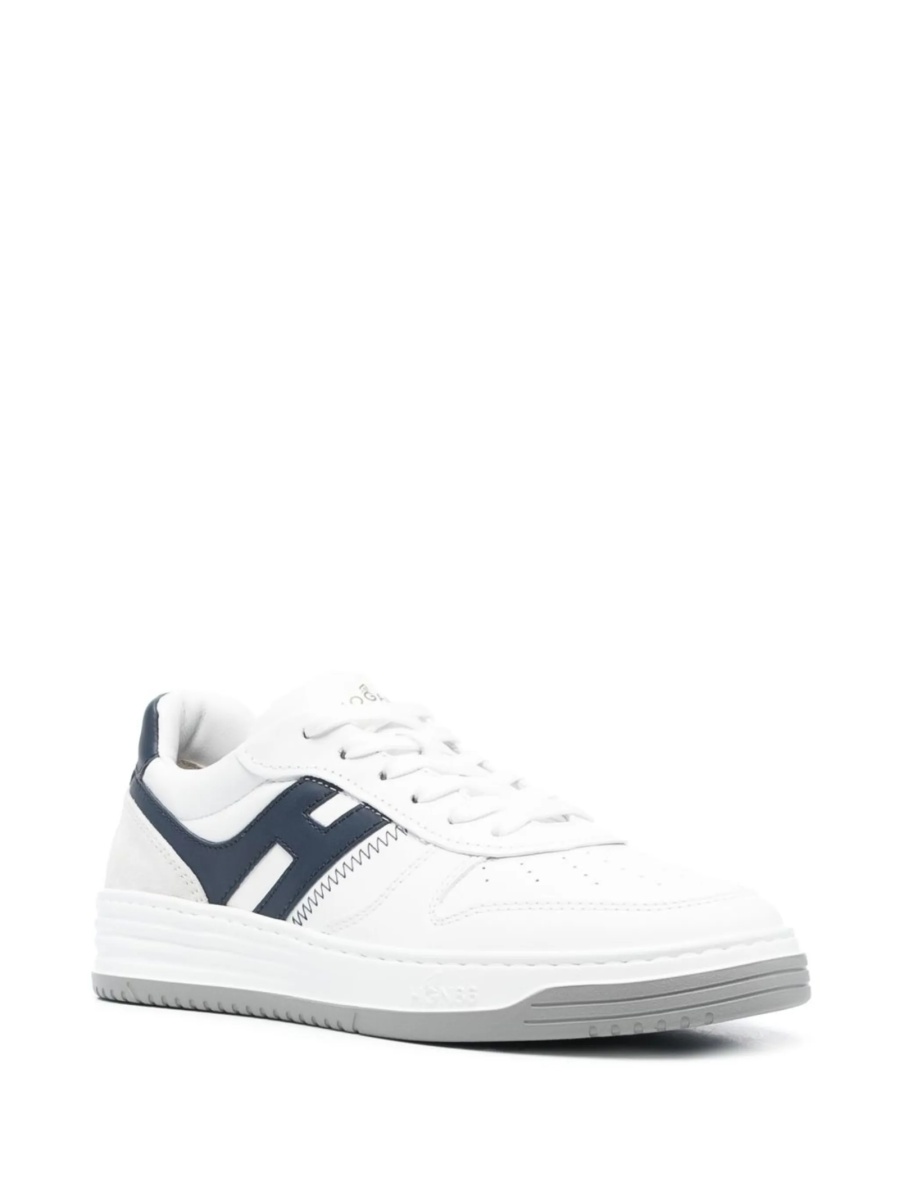Sneakers Hogan albi din piele si piele intoarsa - Img 2