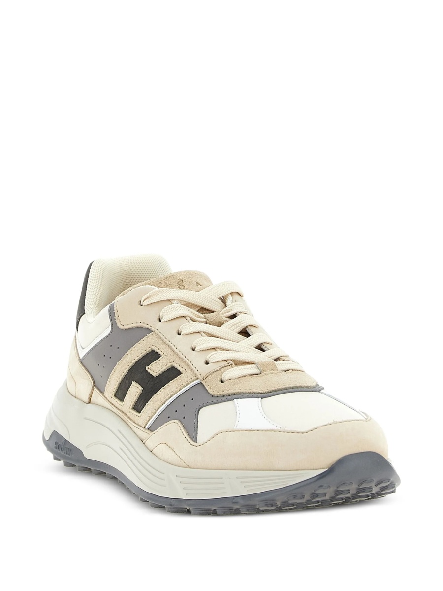 Sneakers Hogan albi din piele si piele intoarsa - Img 2