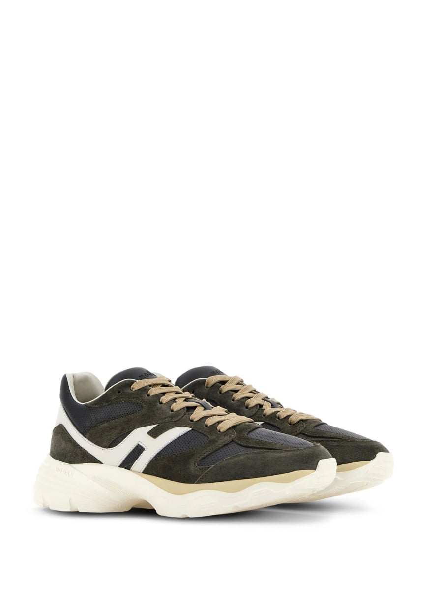 Sneakers Hogan gri din piele si piele intoarsa - Img 2
