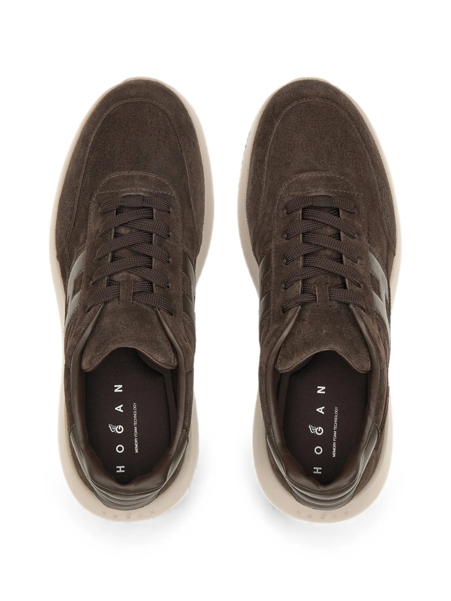 Sneakers Hogan interactive maro din piele intoarsa si piele - Img 3
