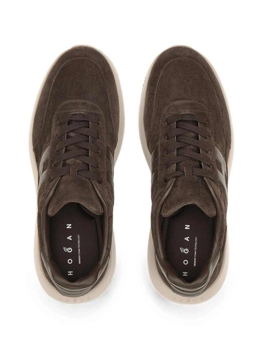 Sneakers Hogan interactive maro din piele intoarsa si piele - Img 3