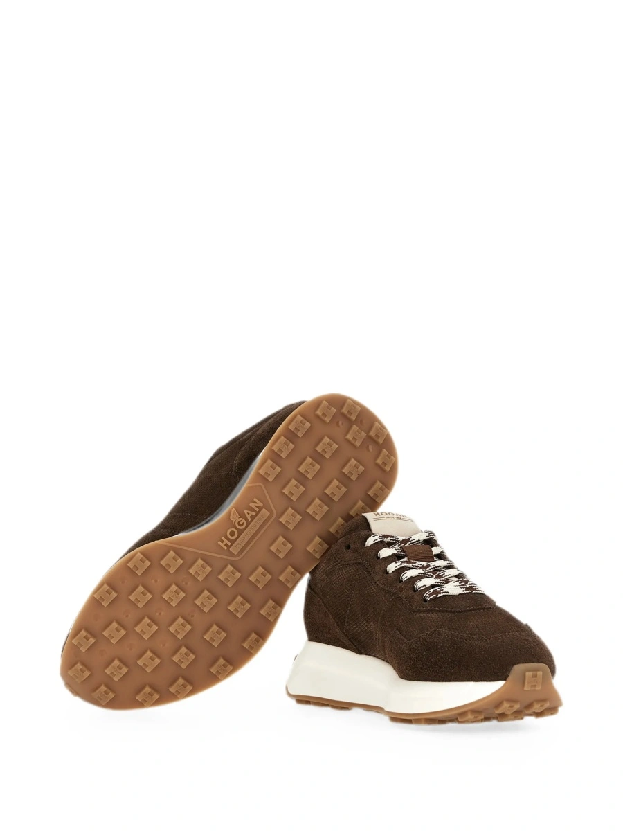 Sneakers Hogan maro din piele si piele intoarsa - Img 5